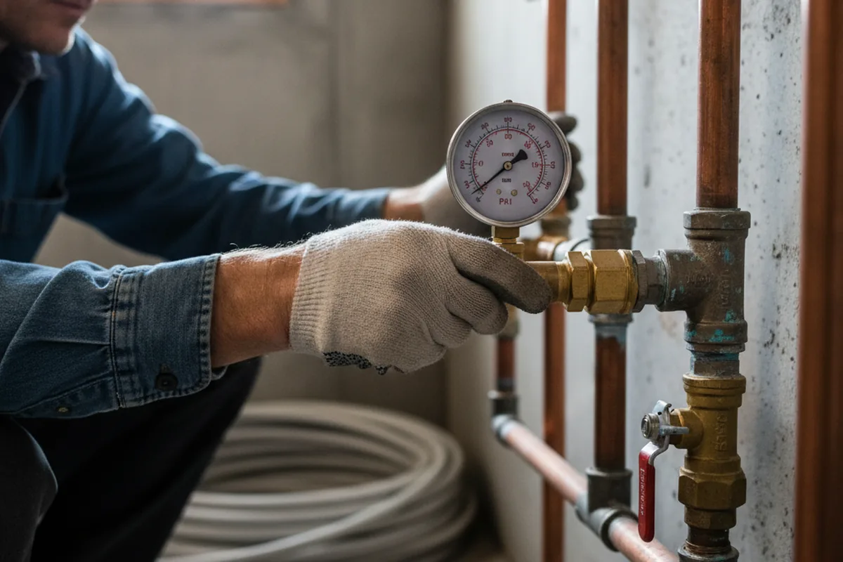 Pressure testing a repaired line during Water Line Repair in Welling